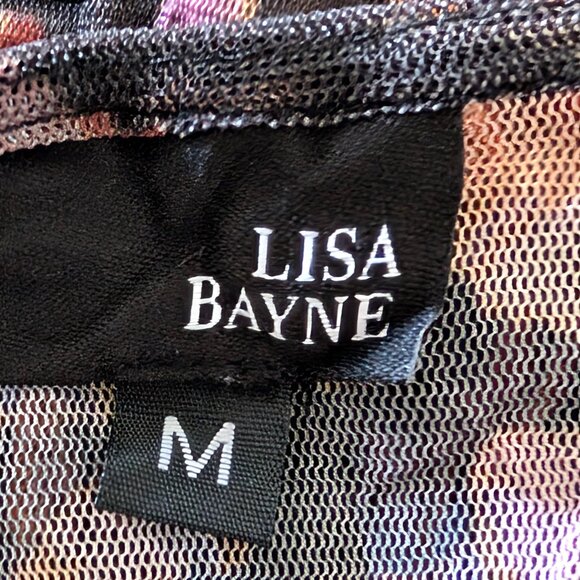 Lisa Bayne Sz M Animal Print Semi Sheer Crinkle Mesh Asymmetric Lagenlook Dress - Picture 11 of 12